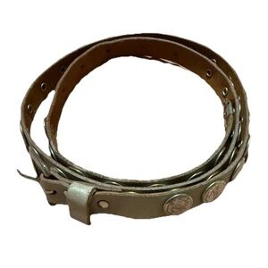 Forenza Sportswear Genuine Leather Belt Silver Concho Skinny Vintage Y2K